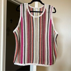 Old Navy Knit Striped Vest Colorful XXL